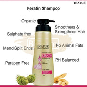 Inatur Shampoo - Keratin 350ml - Sulphate Free , Organic , Strengthens hair
