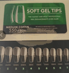 Full Cover Medium Coffin Soft Gel Tips Clear 550 Tips Green Box