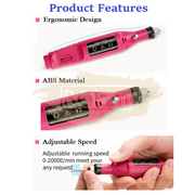 Portable Electric Nail Drill Machine 20, 000 RPM Rose Red