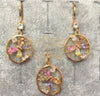 Fashion Jewelry Set Earrings + Pendant Ring with Multi Colored Stones 12