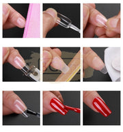 Soft Gel Tips H105-5 | Full Cover | Long Coffin 440 Tips Pink Box