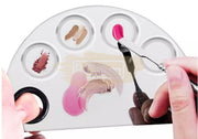 Professional Stainless Steel Cosmetic Half Moon Palette with Spatula