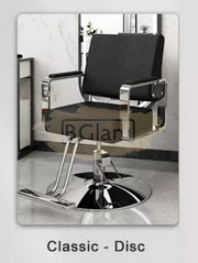 Modern Salon Styling Chair with Hydraulic Lift - Disc Plate - Black/Silver