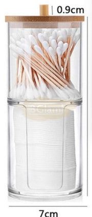 Acrylic Container with Bamboo Lid M-301- Qtip & Cotton Rounds Dispenser (container only)