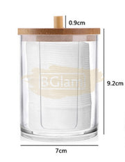 Acrylic Container with Bamboo Lid M-297- Cotton Rounds Organizer & Dispenser (container only)