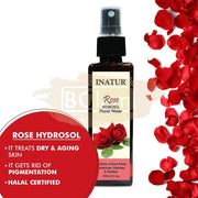 Inatur Hydrosol 100ml - Rose Floral Water - Moisturizer, Hydrates & Soothes