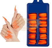 Color Nail Tips | Full Cover | Stiletto | 10 Orange (100 pcs/box)