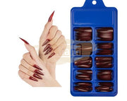 Color Nail Tips | Full Cover | Stiletto | 13 Burgundy (100 pcs/box)