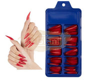 Color Nail Tips | Full Cover | Stiletto | 12 Red (100 pcs/box)