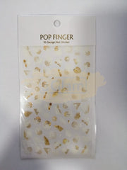 Pop Finger 3D Design Nail Stickers F655 - Gold & White