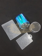 Nail Art Stamper Set (Stamper, Scraper & Stamping Plate) - M-92 - Blue