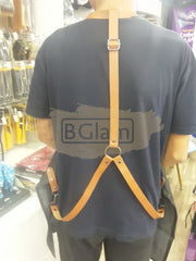 Salon/Barber Denim Apron with brown straps M-151