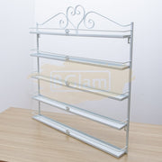 5-Tier Wall-Mounted Nail Polish Display Rack with Heart Top - White (rack only)