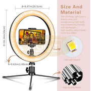 Multi-Function USB Table Ring Light 26cm with Tripod & Phone Clip