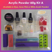 Acrylic Powder 60g Kit A (Available in Clear, Cover Pink or White Acrylic Powder)