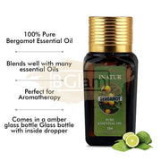 Inatur Essential Oil - Bergamot - Balances oily & pigmented skin, relaxes & soothes, Antimicrobial & deodorizing