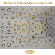 3D Nail Art Stickers Adhesive Decal - Available in Gold or Silver
