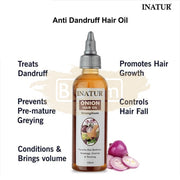 Inatur Hair Oil 100ml - Onion - Anti-Dandruff, prevents pre-mature graying & promotes hair growth
