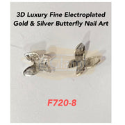 3D Luxury Fine Electroplated Gold & Silver Butterfly Nail Art with Zircon Nail Charm - Available in 9 designs