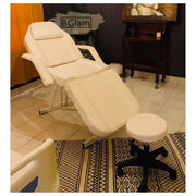 Adjustable Massage Bed/Chair with Stool | White