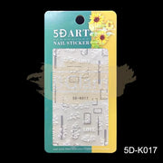 5D Embossed Nail Art Stickers - 5D-K017
