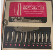 Full Cover Medium Coffin Soft Gel Tips Clear 550 Tips Pink Box