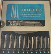 Soft Gel Tips | Half Cover | Medium Coffin Soft Gel Tips Clear 550 Tips Blue Box
