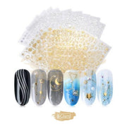 3D Nail Art Stickers Adhesive Decal - Available in Gold or Silver